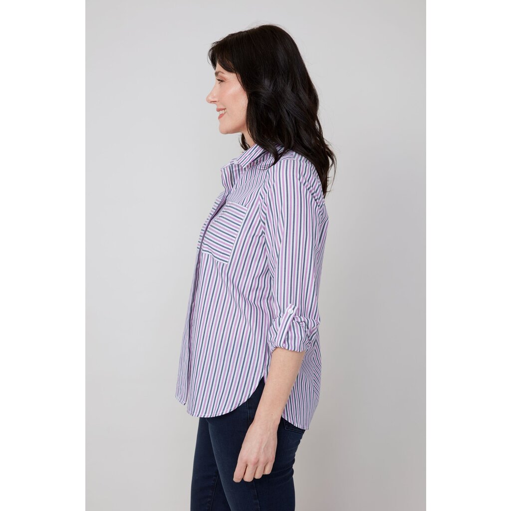 RENUAR RENUAR 25H CHEMISE M LONGUES RAYURES PLUM COMBO