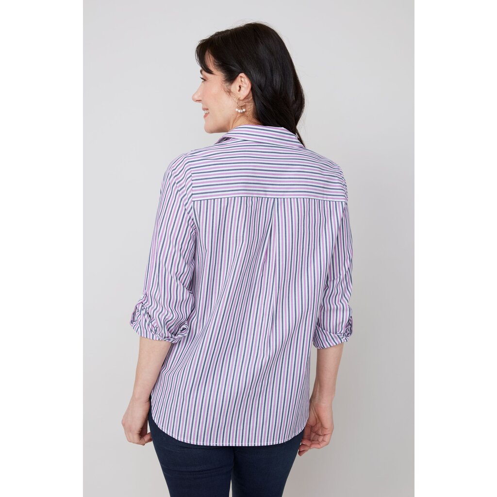RENUAR RENUAR 25H CHEMISE M LONGUES RAYURES PLUM COMBO