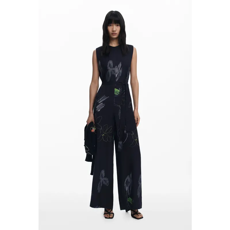 DESIGUAL DESIGUAL 25H JUMSUIT ARTY S MANCHES FLEURS MARINE