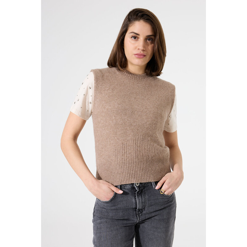 GARCIA GARCIA 25H DEBARDEUR TRICOT DOUX TAUPE