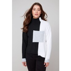 RENUAR RENUAR 25H TOP TRICOT COL CHEMINEE BLACK COMBO