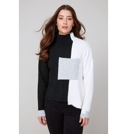 RENUAR RENUAR 25H TOP TRICOT COL CHEMINEE BLACK COMBO