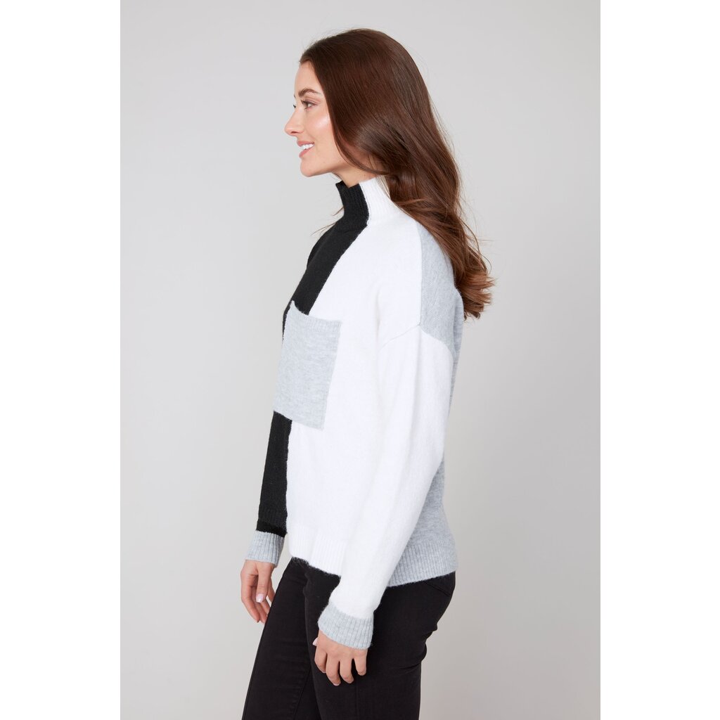 RENUAR RENUAR 25H TOP TRICOT COL CHEMINEE BLACK COMBO