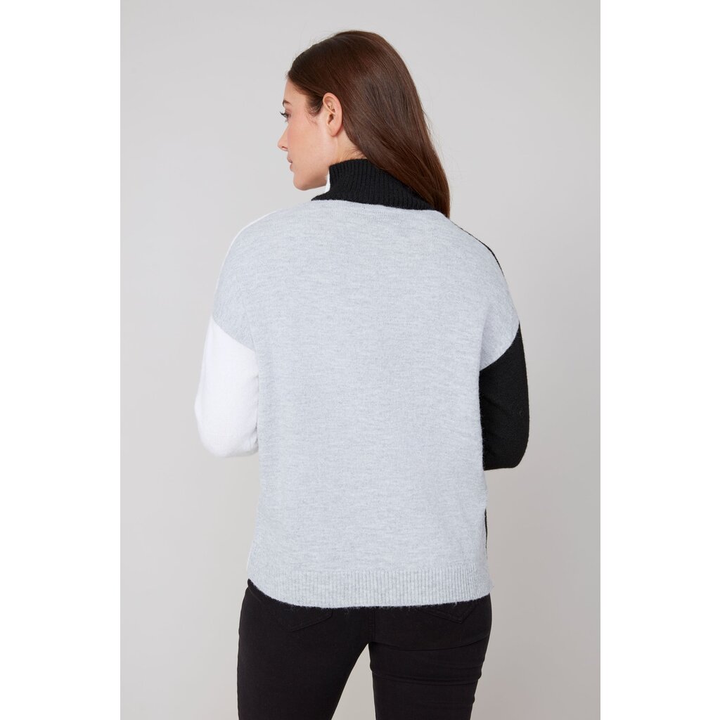 RENUAR RENUAR 25H TOP TRICOT COL CHEMINEE BLACK COMBO