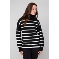 RENUAR RENUAR 25H TOP TRICOT RAYE COL ROULE BLACK/WHITE