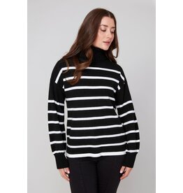 RENUAR RENUAR 25H TOP TRICOT RAYE COL ROULE BLACK/WHITE