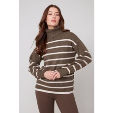 RENUAR RENUAR 25H TOP TRICOT RAYE COL ROULE CHOCO/CREAM