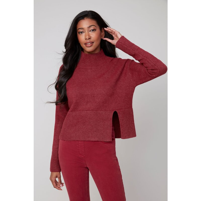 RENUAR RENUAR 25H TOP TRICOT COL CHEMINEE HEATHER PORTO