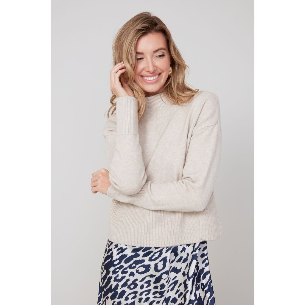 RENUAR RENUAR 25H TOP TRICOT COL CHEMINEE HEATHER OYSTER