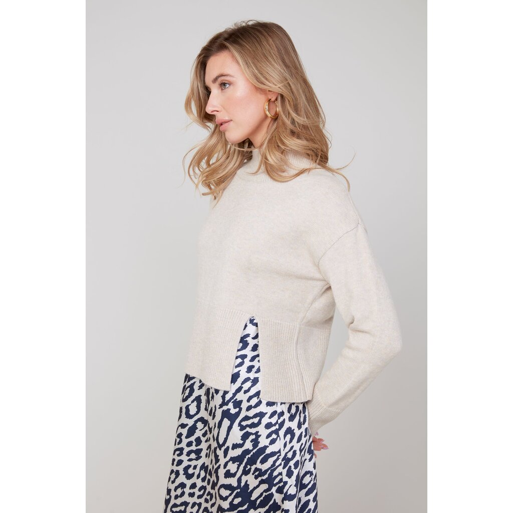 RENUAR RENUAR 25H TOP TRICOT COL CHEMINEE HEATHER OYSTER