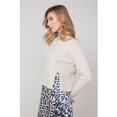 RENUAR RENUAR 25H TOP TRICOT COL CHEMINEE HEATHER OYSTER