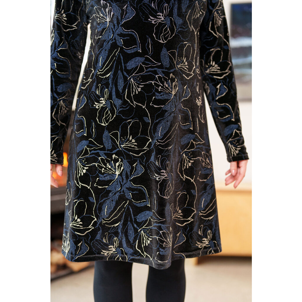 RIEN NE SE PERD TOUT SE CREE RIEN NE SE PERD 25H ROBE LARIX VELOURS NOIR/MARINE/OR