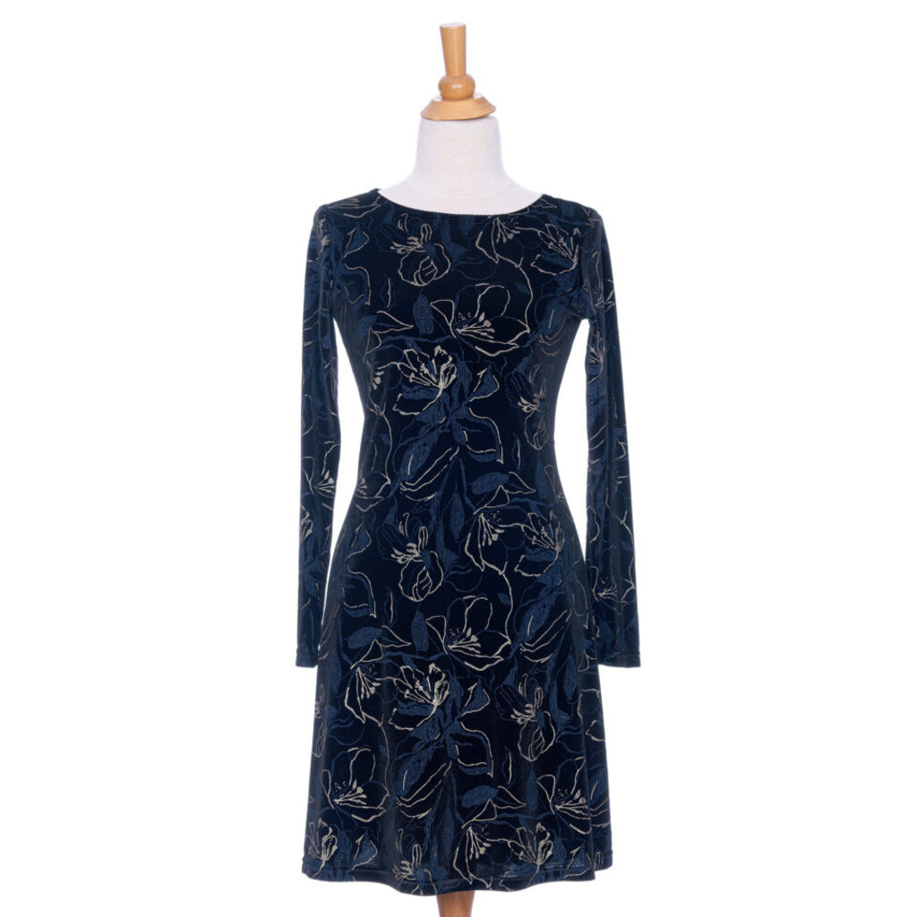 RIEN NE SE PERD TOUT SE CREE RIEN NE SE PERD 25H ROBE LARIX VELOURS NOIR/MARINE/OR