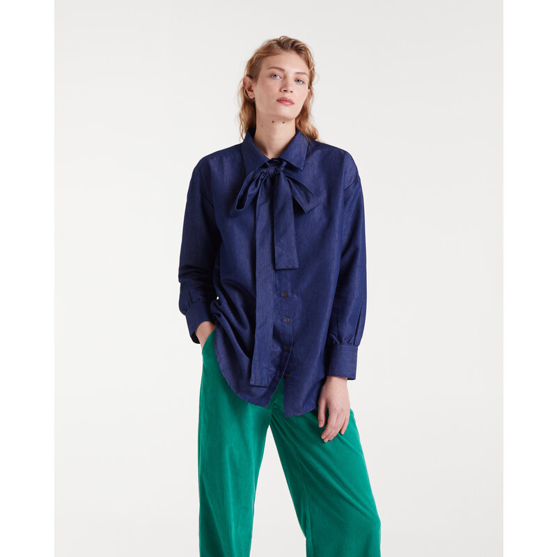 COMPANIA FANTASTICA COMPANIA 25H CHEMISIER AVEC NOEUD BLUE