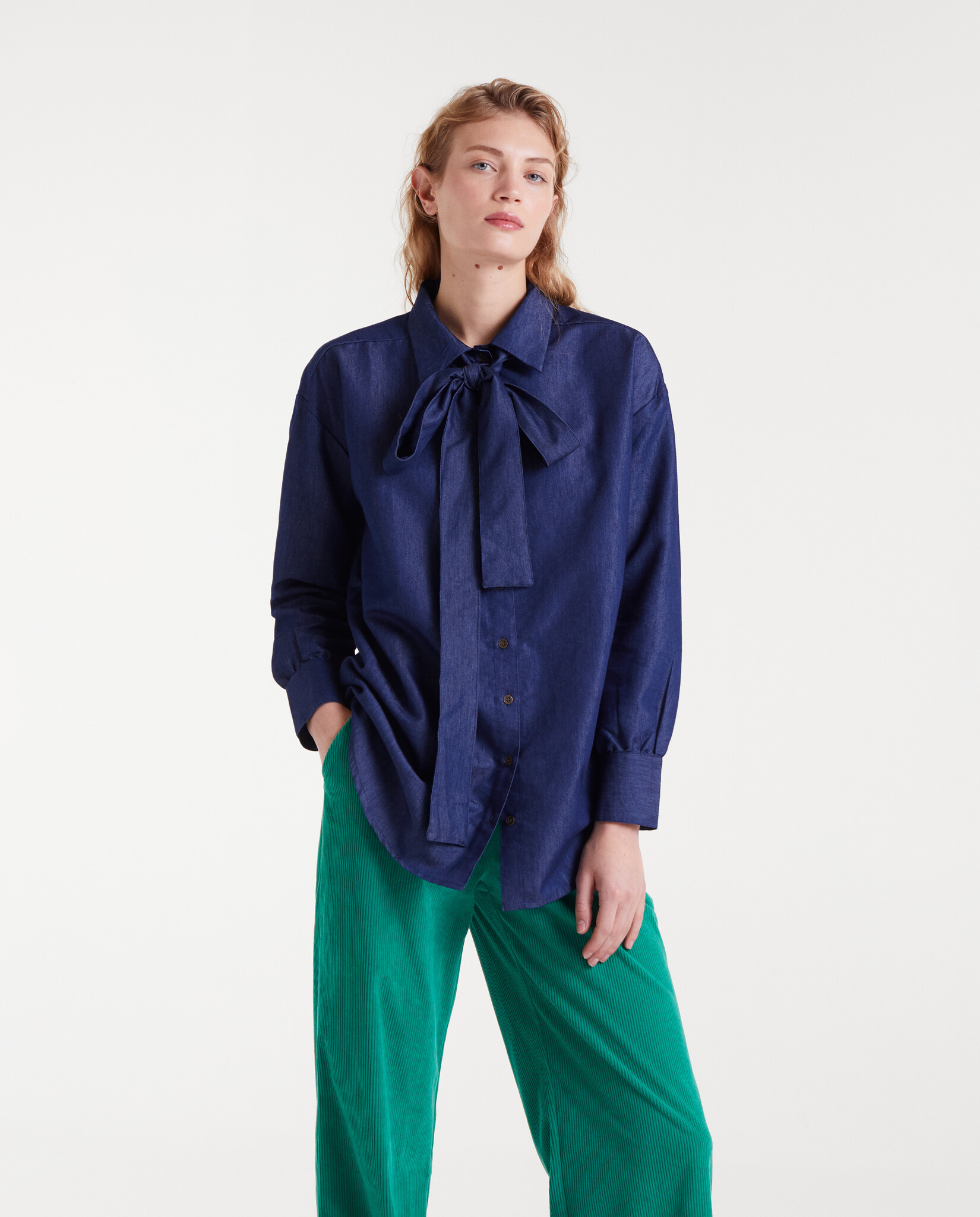 COMPANIA FANTASTICA 25H CHEMISIER AVEC NOEUD BLUE