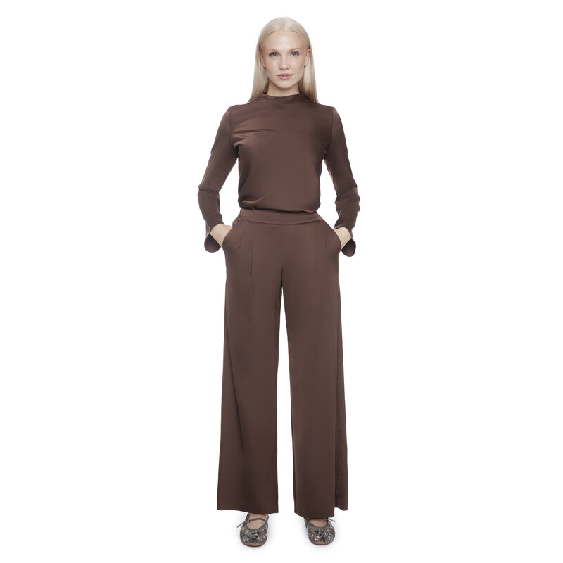 I LOVE TYLER MADISON TYLER MADISON 25H BELIZE WIDE LEG PANT SATINE BROWN