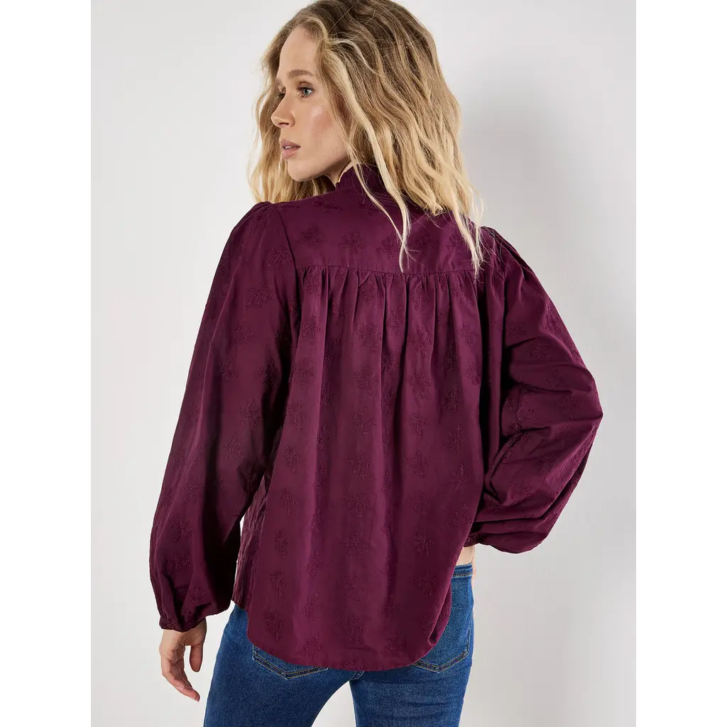 APRICOT APRICOT 25H CHEMISIER BRODERIE FLEURS BURGUNDY