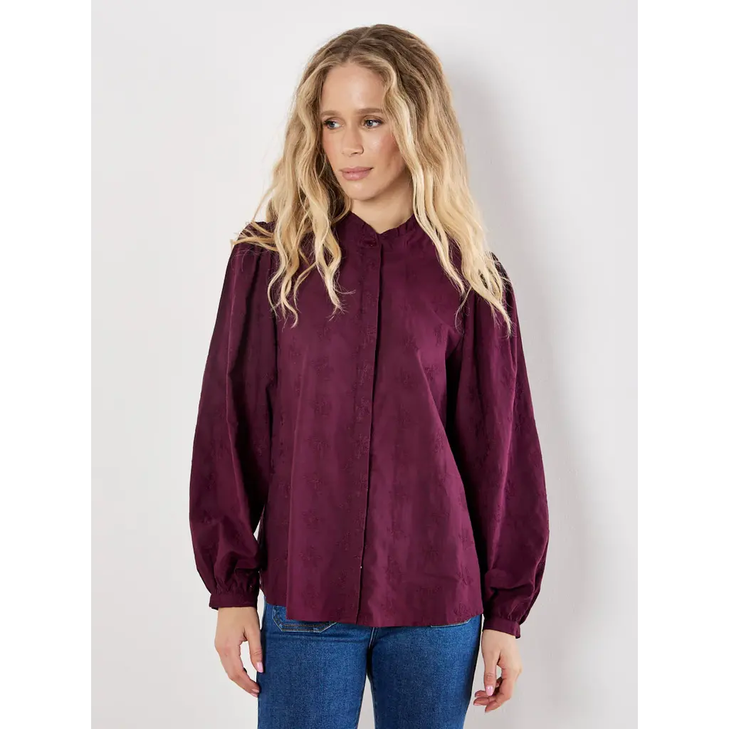 APRICOT APRICOT 25H CHEMISIER BRODERIE FLEURS BURGUNDY