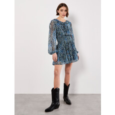 APRICOT APRICOT 25H ROBE COURTE SMOCK WAIST PLUMAGE MULTI