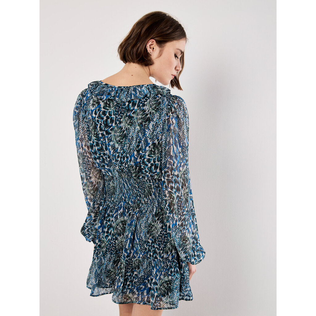 APRICOT APRICOT 25H ROBE COURTE SMOCK WAIST PLUMAGE MULTI