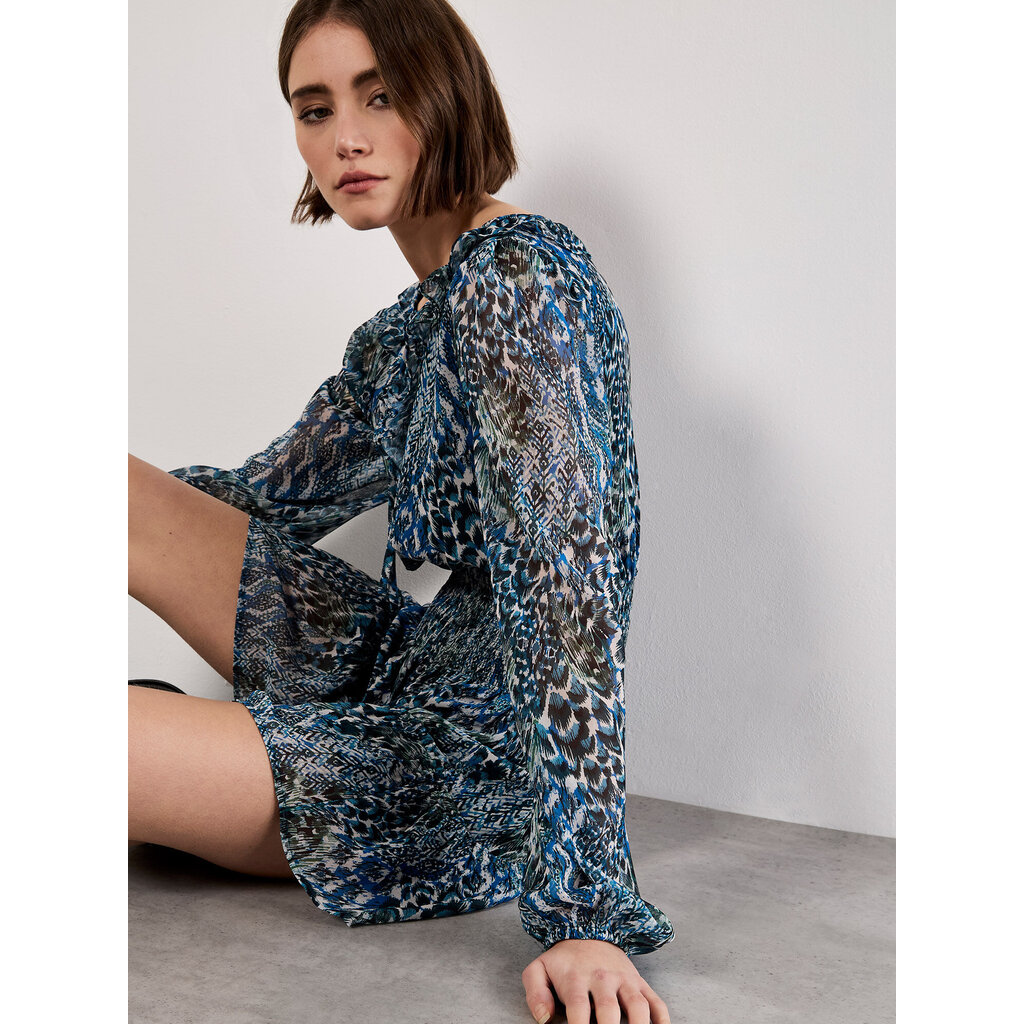 APRICOT APRICOT 25H ROBE COURTE SMOCK WAIST PLUMAGE MULTI