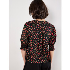APRICOT APRICOT 25H BLOUSE CROP COL V NOIR FLEURS MULTI