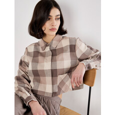 APRICOT APRICOT 25H CHEMISIER CROP CARREAUX GRIS/BLANC