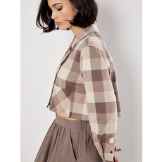 APRICOT APRICOT 25H CHEMISIER CROP CARREAUX GRIS/BLANC