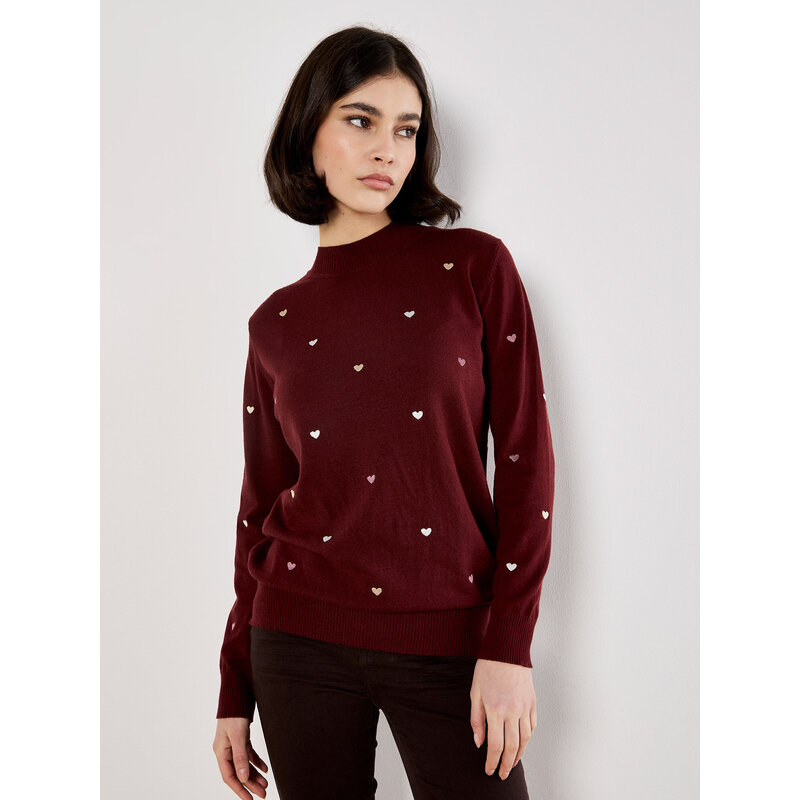APRICOT APRICOT 25H CHANDAIL TRICOT PETITS COEURS BURGUNDY