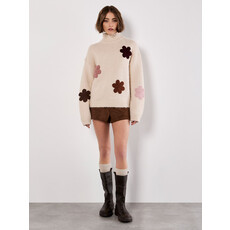 APRICOT APRICOT 25H CHANDAIL TRICOT MOCK NECK FLEURS STONE