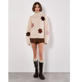 APRICOT APRICOT 25H CHANDAIL TRICOT MOCK NECK FLEURS STONE