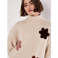 APRICOT APRICOT 25H CHANDAIL TRICOT MOCK NECK FLEURS STONE