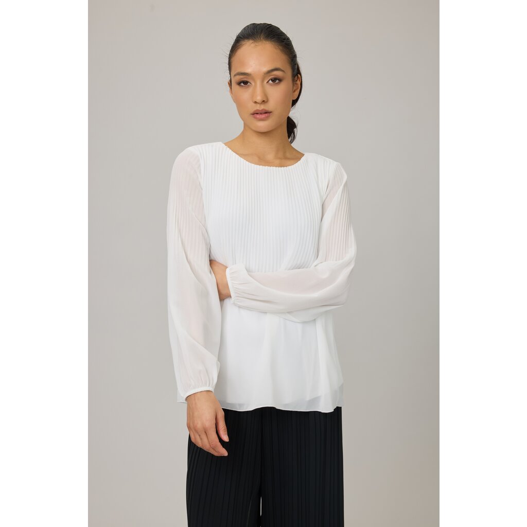 PISTACHE PISTACHE 25H BLOUSE PLIS GEORGETTE BLANC