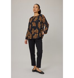 PISTACHE PISTACHE 25H BLOUSE PLIS GEORGETTE FLORAL MOKA/NOIR