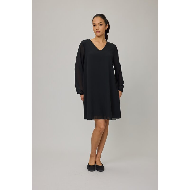 PISTACHE PISTACHE 25H ROBE GEORGETTE COL V NOIR
