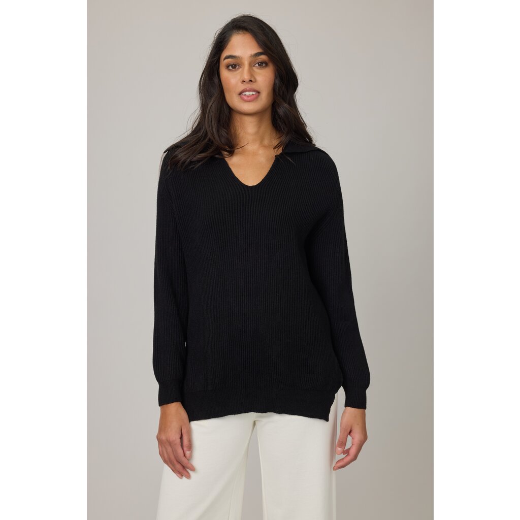 PISTACHE PISTACHE 25H PULL MAILLE COTELEE COL NOIR