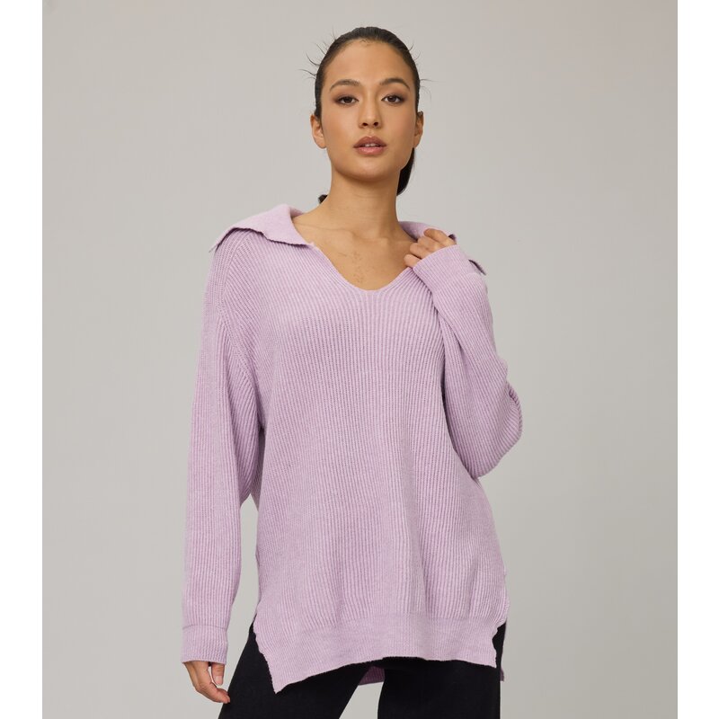 PISTACHE PISTACHE 25H PULL MAILLE COTELEE COL LILAS