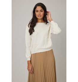 PISTACHE PISTACHE 25H CHANDAIL FRANGES EN COEUR CREME