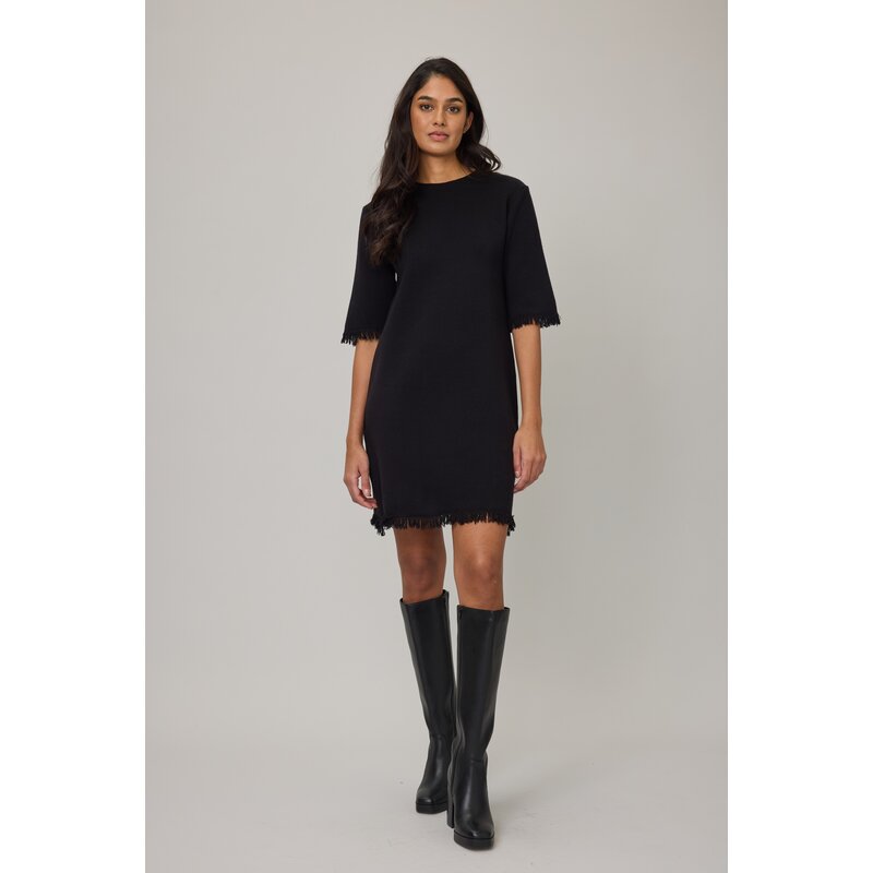 PISTACHE PISTACHE 25H ROBE M 3/4 COURTES FRANGES NOIR