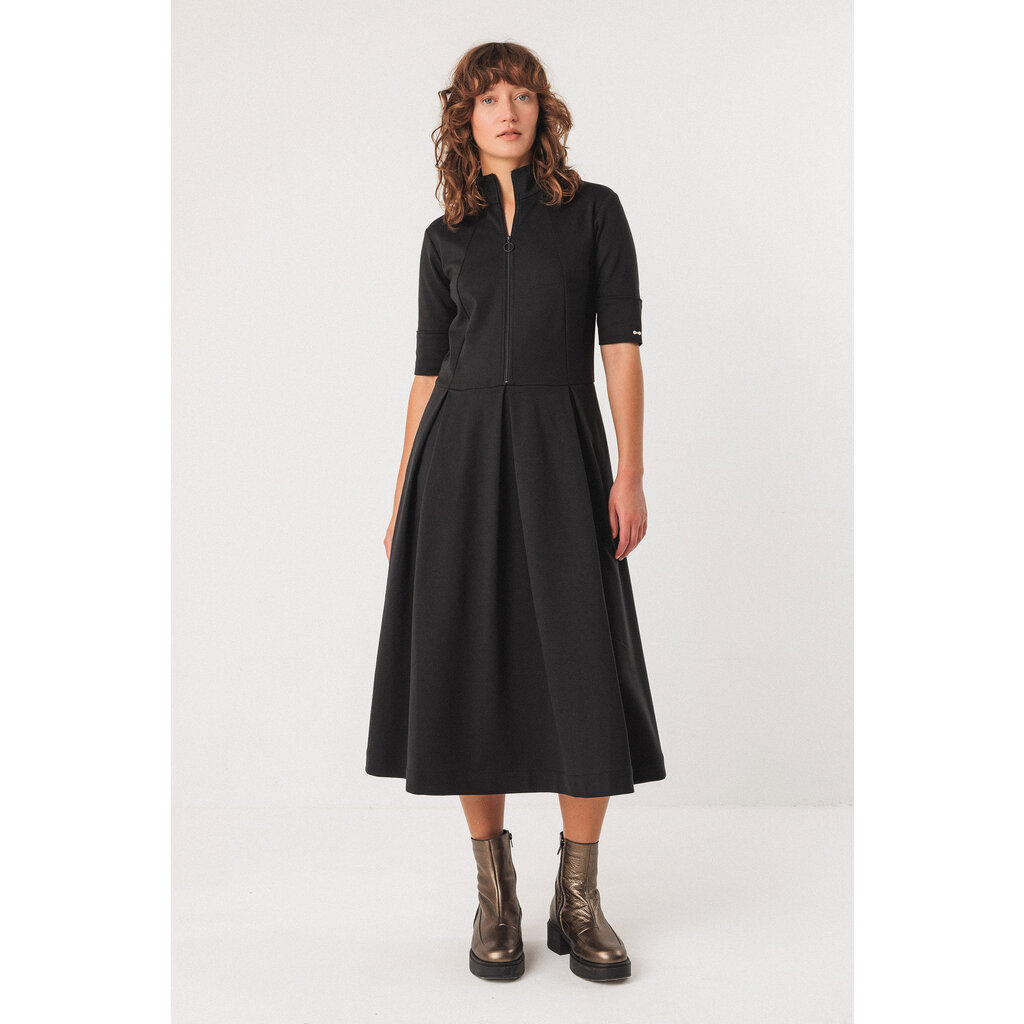 SKFK SKFK 25H ROBE MIDI ALAITZA COL MONTANT NOIR