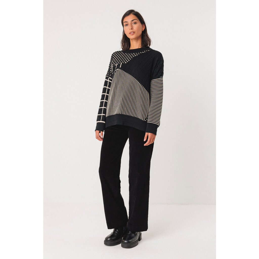 SKFK SKFK 25H PULL TRICOT STRUCTURE NOIR/CREME