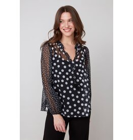 RENUAR RENUAR 25H BLOUSE COL FRISON POIS BLACK/WHITE