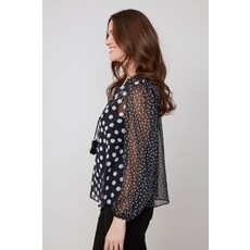 RENUAR RENUAR 25H BLOUSE COL FRISON POIS BLACK/WHITE