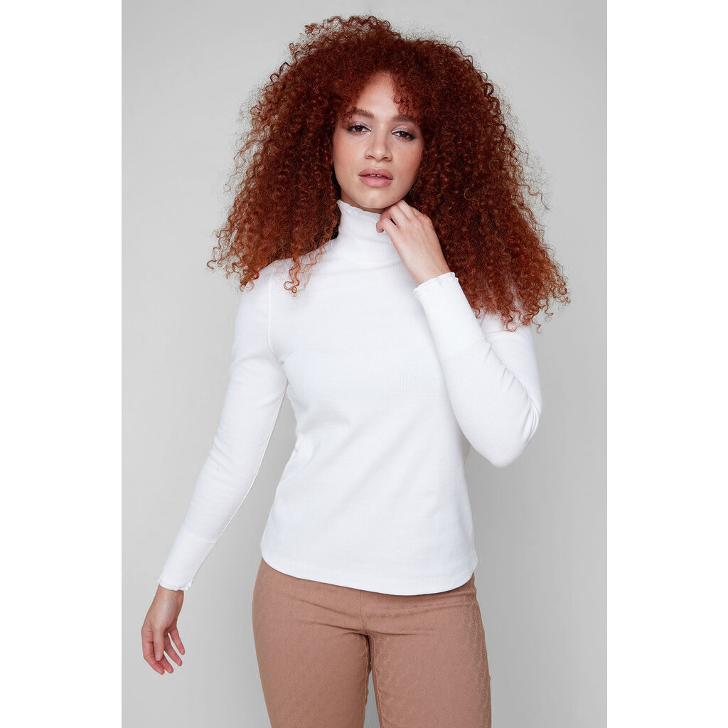 RENUAR RENUAR 25H CHANDAIL RIB COL HAUT FRISON CREME