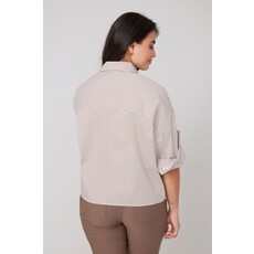 RENUAR RENUAR 25H CHEMISIER CROP CARRE LIGNES TAN COMBO