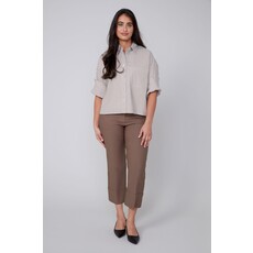 RENUAR RENUAR 25H CHEMISIER CROP CARRE LIGNES TAN COMBO