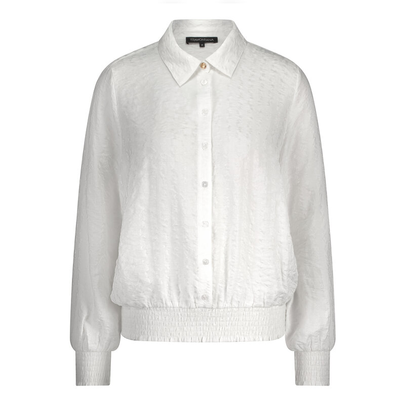 TRAMONTANA TRAMONTANA 25H  SMOCKED BLOUSE OFFWHITE