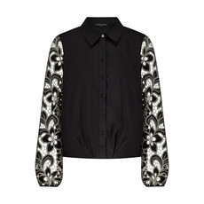 TRAMONTANA TRAMONTANA 25H  EMBROIDERED SLEEVE BLOUSE NOIR