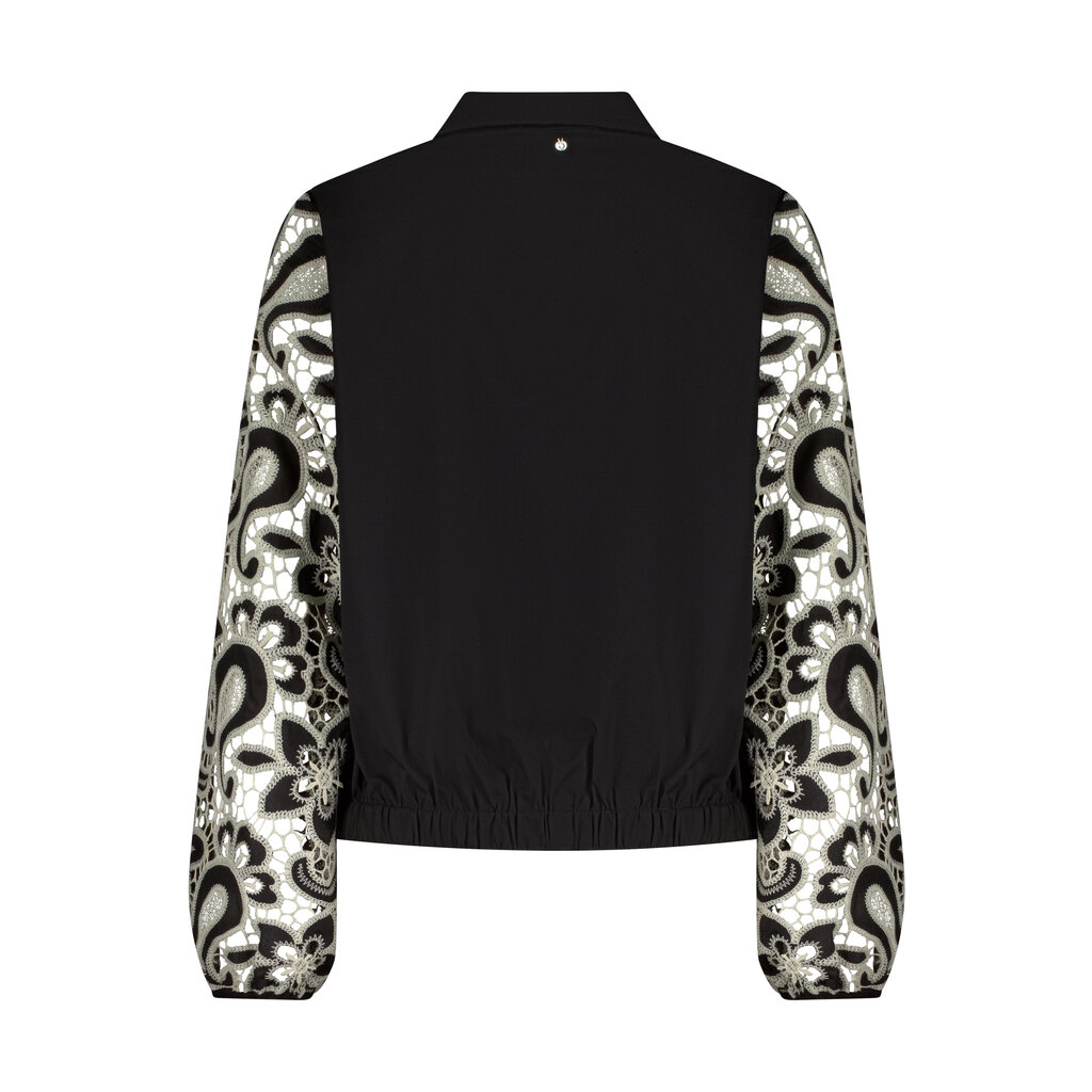 TRAMONTANA TRAMONTANA 25H  EMBROIDERED SLEEVE BLOUSE NOIR