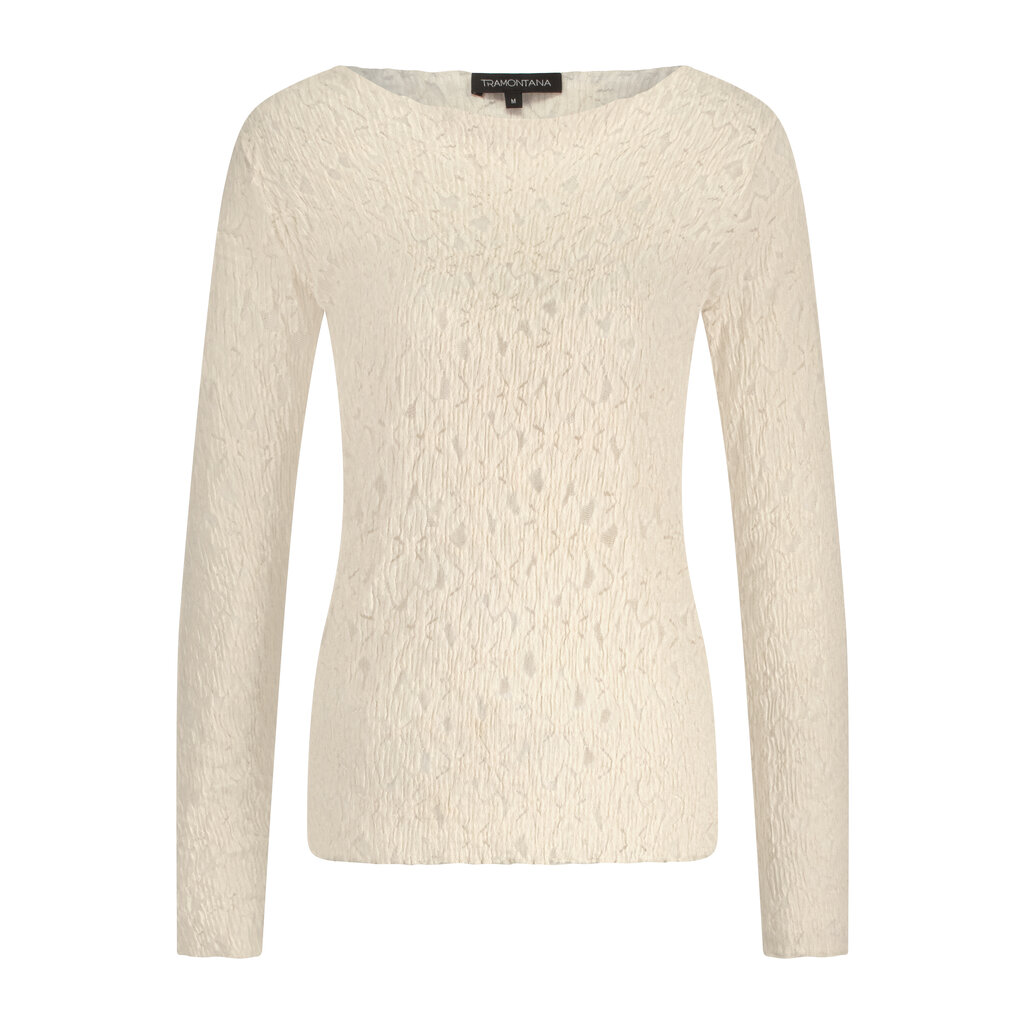 TRAMONTANA TRAMONTANA 25H BRUSHED STRETCH LACE TOP STONE